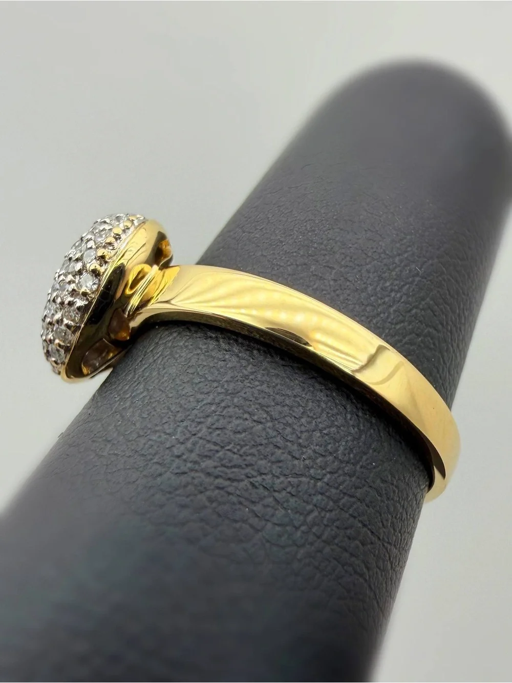 14k solid yellow gold 0.7CTW Natural Diamond Pave Puff Heart Love ring sz7